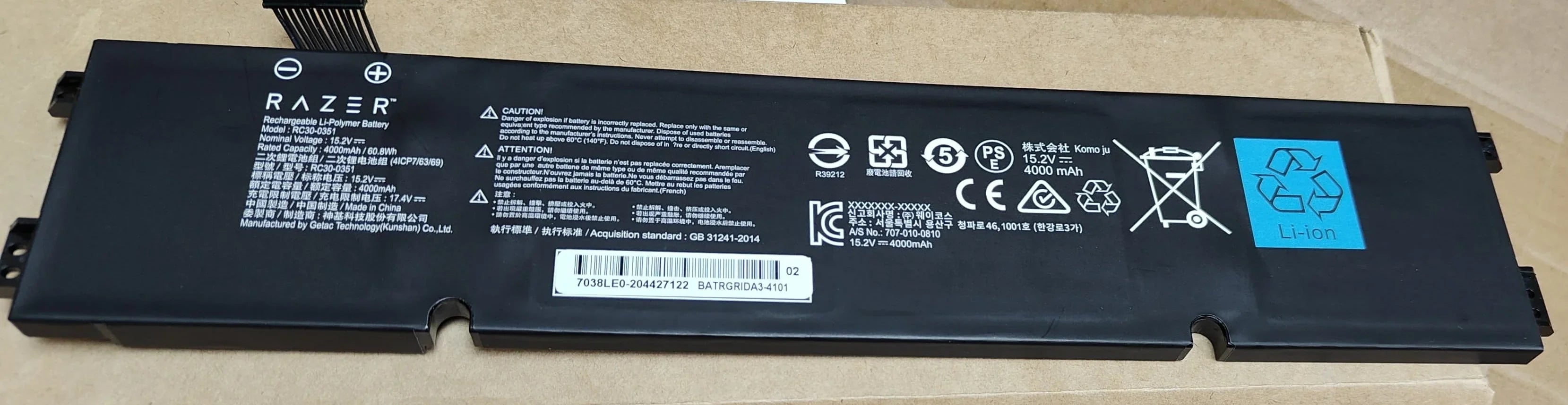 RC30-0351 Razer Blade Laptop Battery Compatible with RZ09-0369x RZ09-0351 Series RZ09-0351 9E11 4ICP7/63/69 15.2V 60.8Wh (Copy) - eBuy UAE